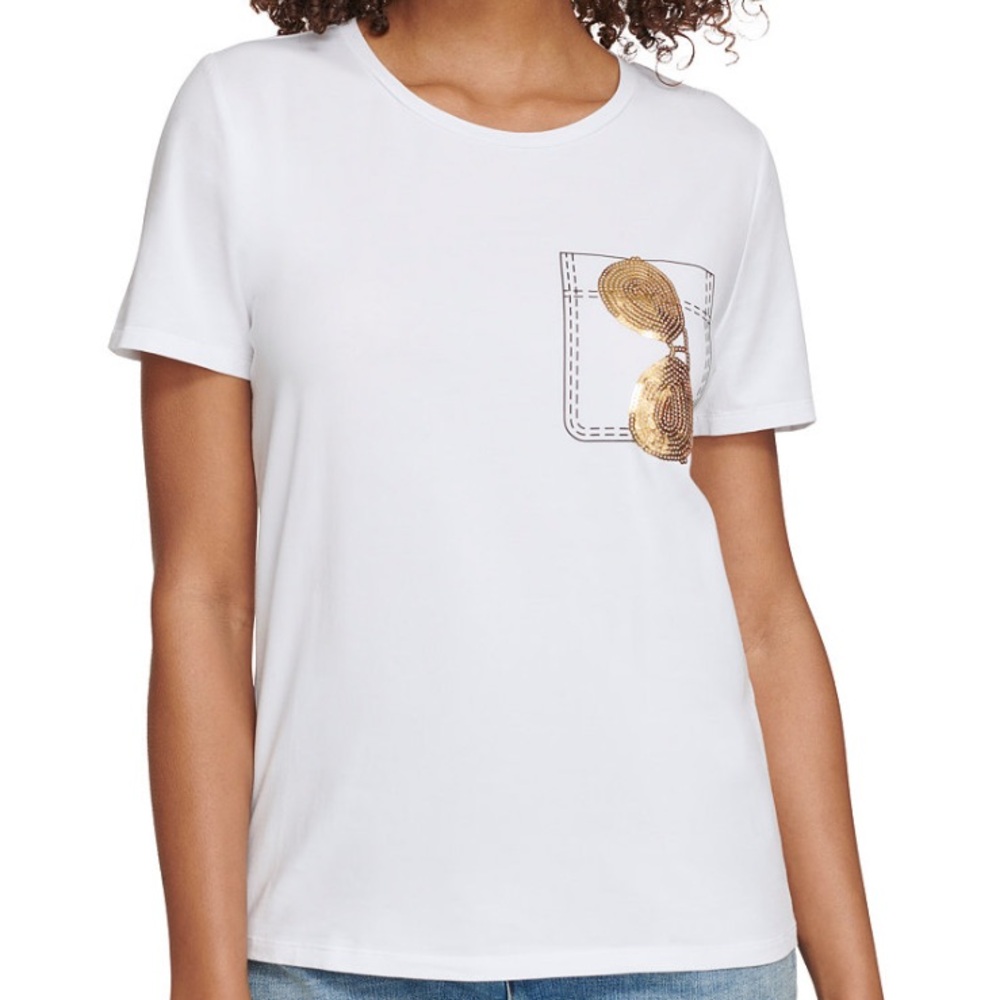 Karl Lagerfeld White Tee with Gold Accents